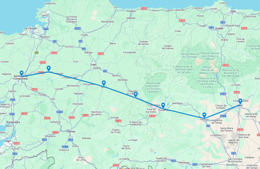 Route Camino Leon Santiago