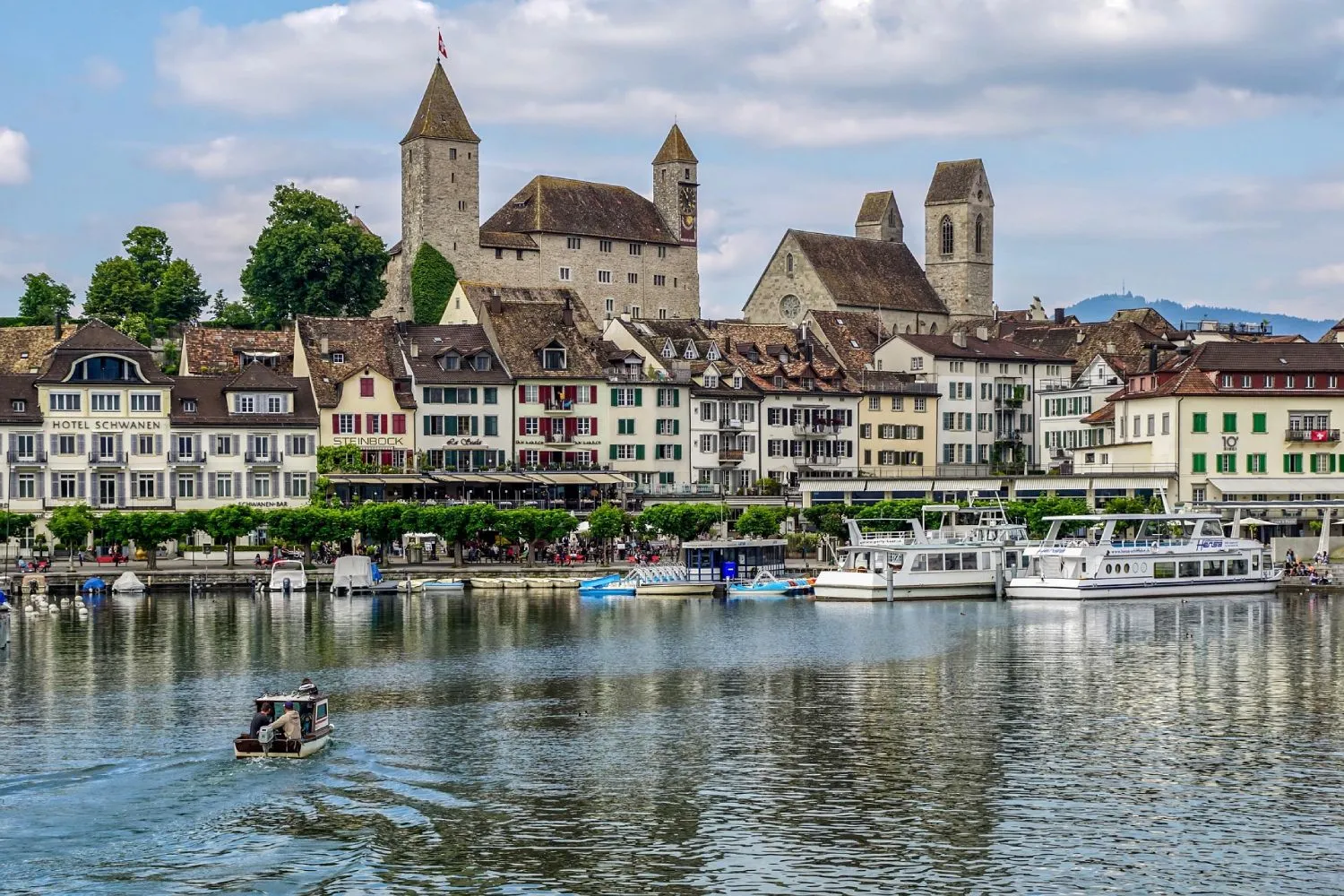 City of Rapperswill at the Lake of Zurich in Switzerland