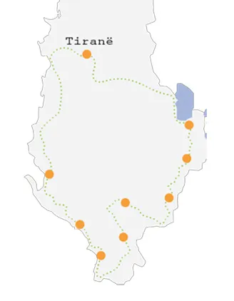 Southern Albania Cycling Tour map
