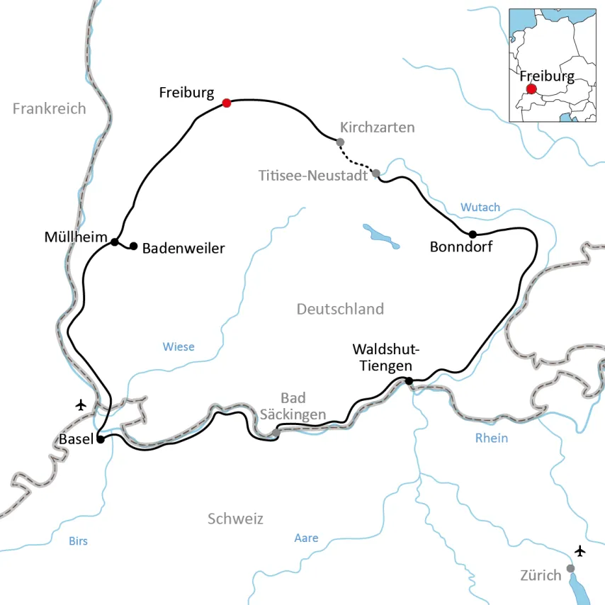Southern Black Forest Circular Bike Tour Route map